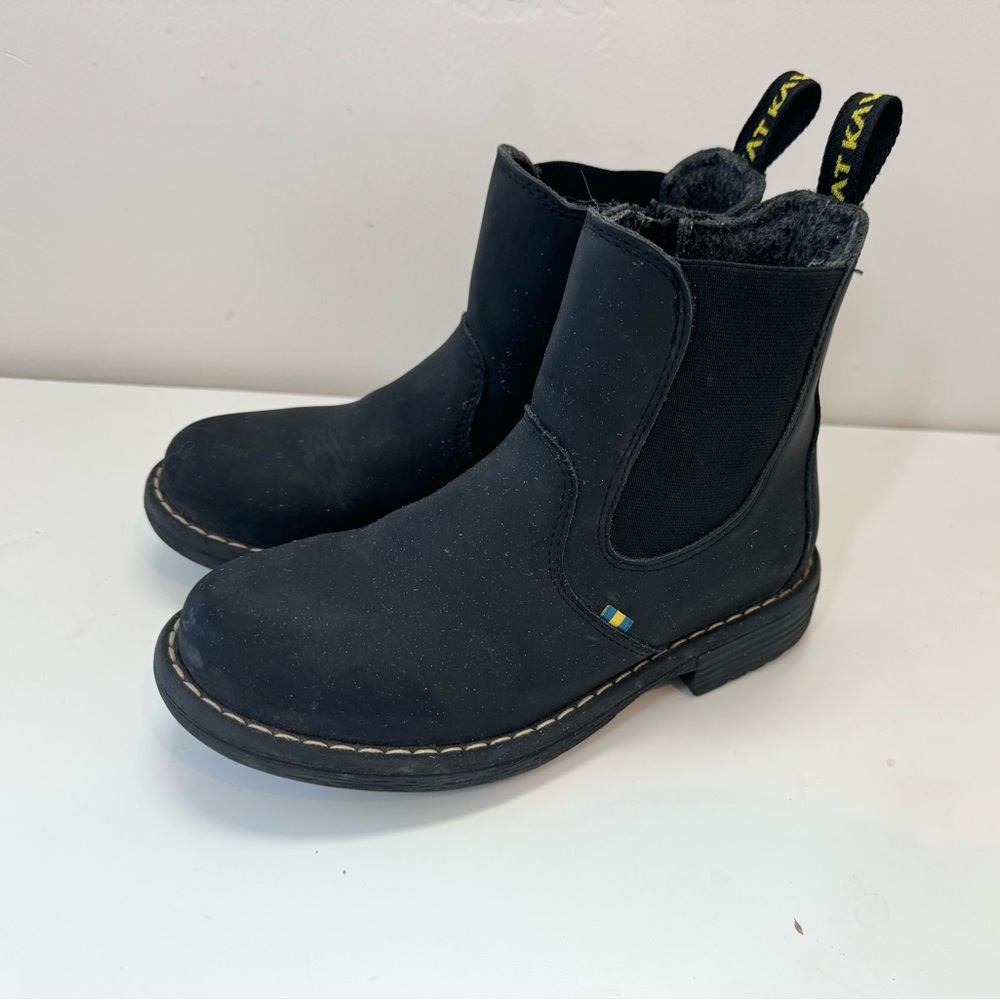 Kavat Sz 13 Kids EU 31 Black Leather Boots Swedish Brand
